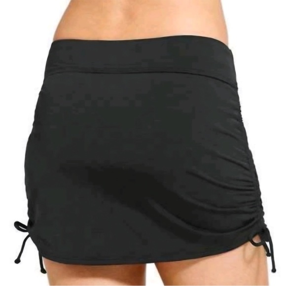 NWT Athleta Aqualuxe Side Scrunch Swim Skirt Black Adjustable Size Small - Picture 2 of 9